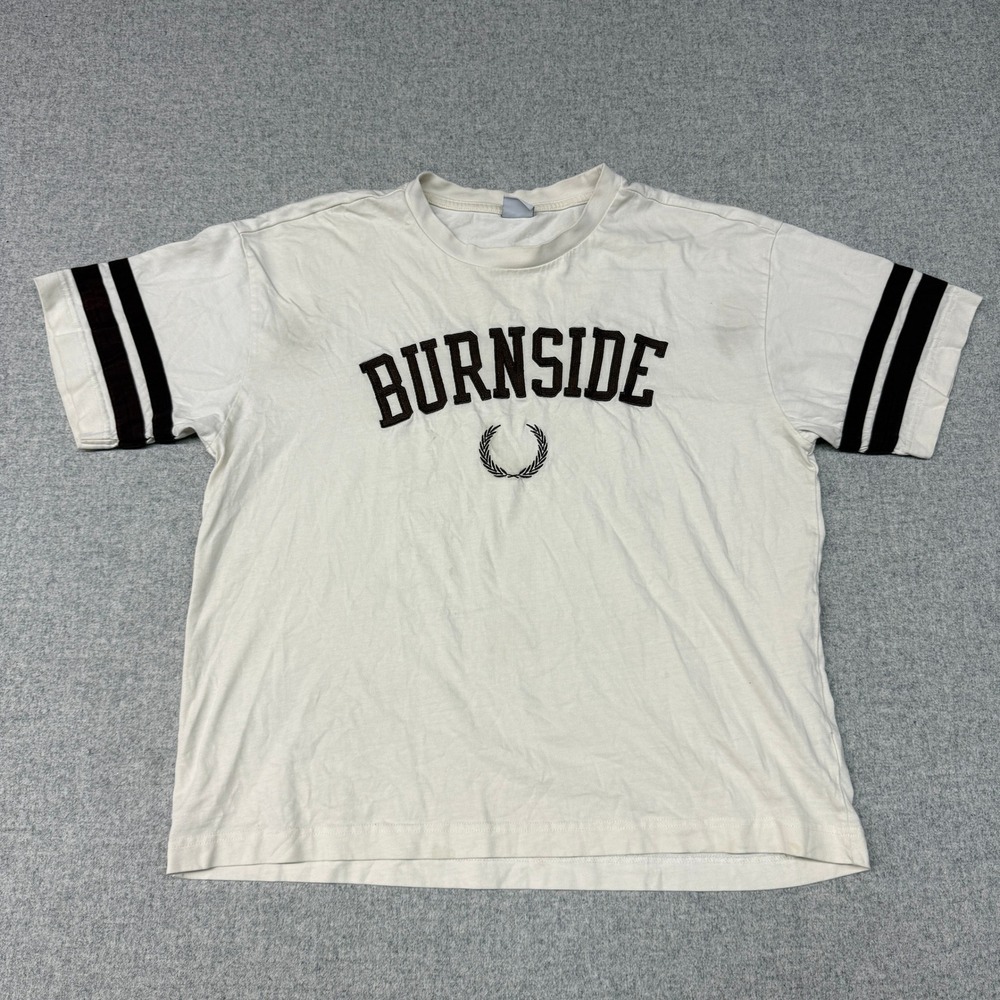Cotton On Burnside Graphic T-Shirt Large Cream Brown Boxy Fit Athletic Tee 1086